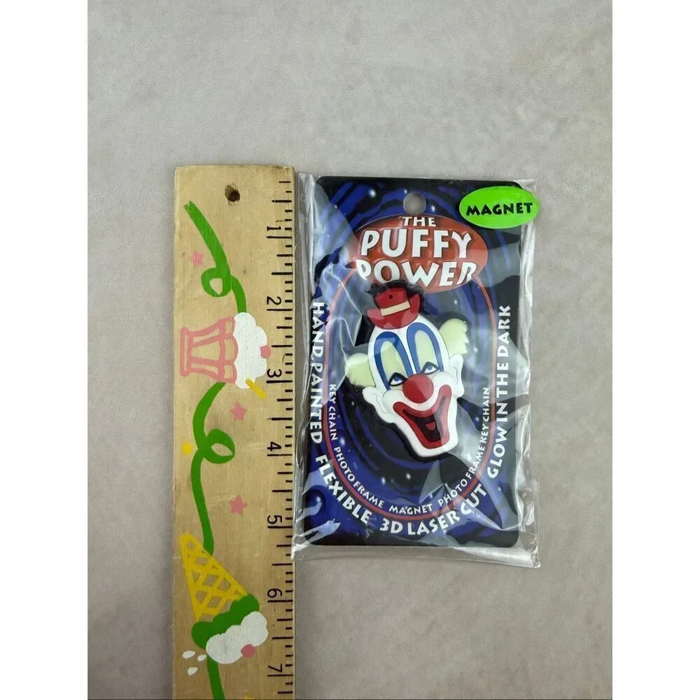 Vintage Clown Magnet Puffy Power Glow in the Dark 90s Y2K NOS